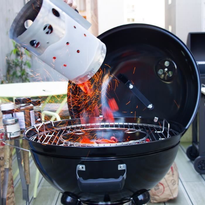 Chaminé de aço galvanizado para churrasqueira | Acendedor de churrasqueira rápido e eficiente | Acessório para churrasco a carvão | Ravigarden