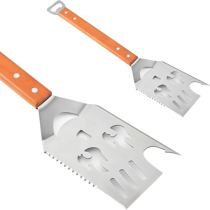 Espátula para barbacoa 8 en 1, herramienta multifuncional para parrilla con abridor de botellas, accesorios para barbacoa para acampar al aire libre.