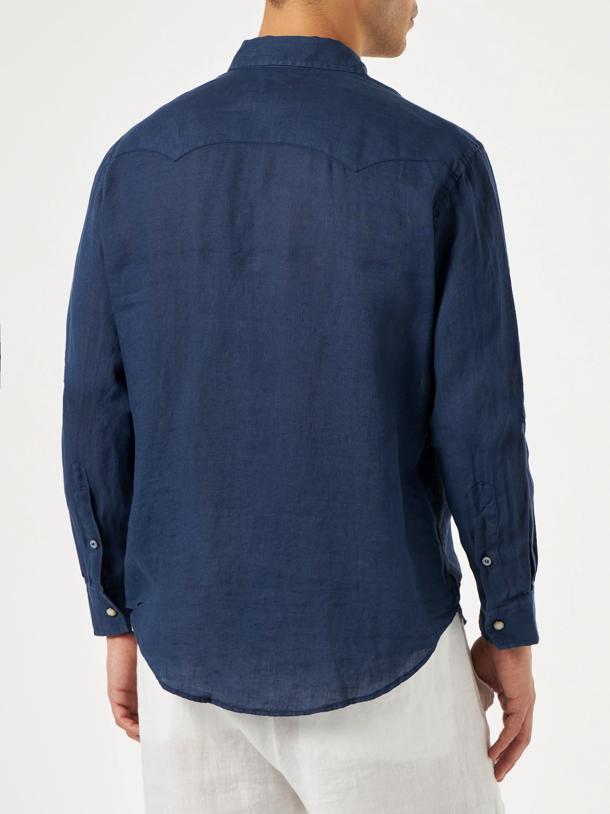 Donker denim linnen overhemd
