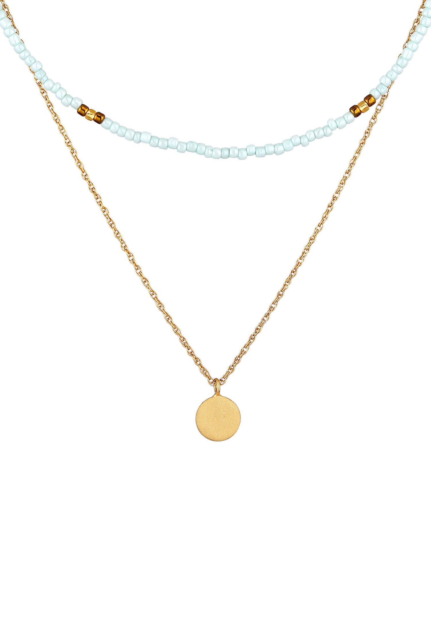Elli Femmes Choker Couches Perles Soleil en argent sterling 925 plaqué or