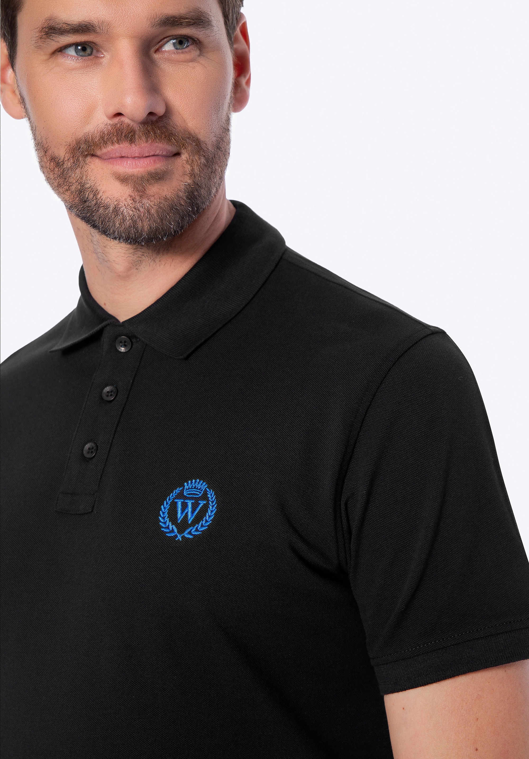 Koszulka polo męska bawełniana z kolorowym logo czarna