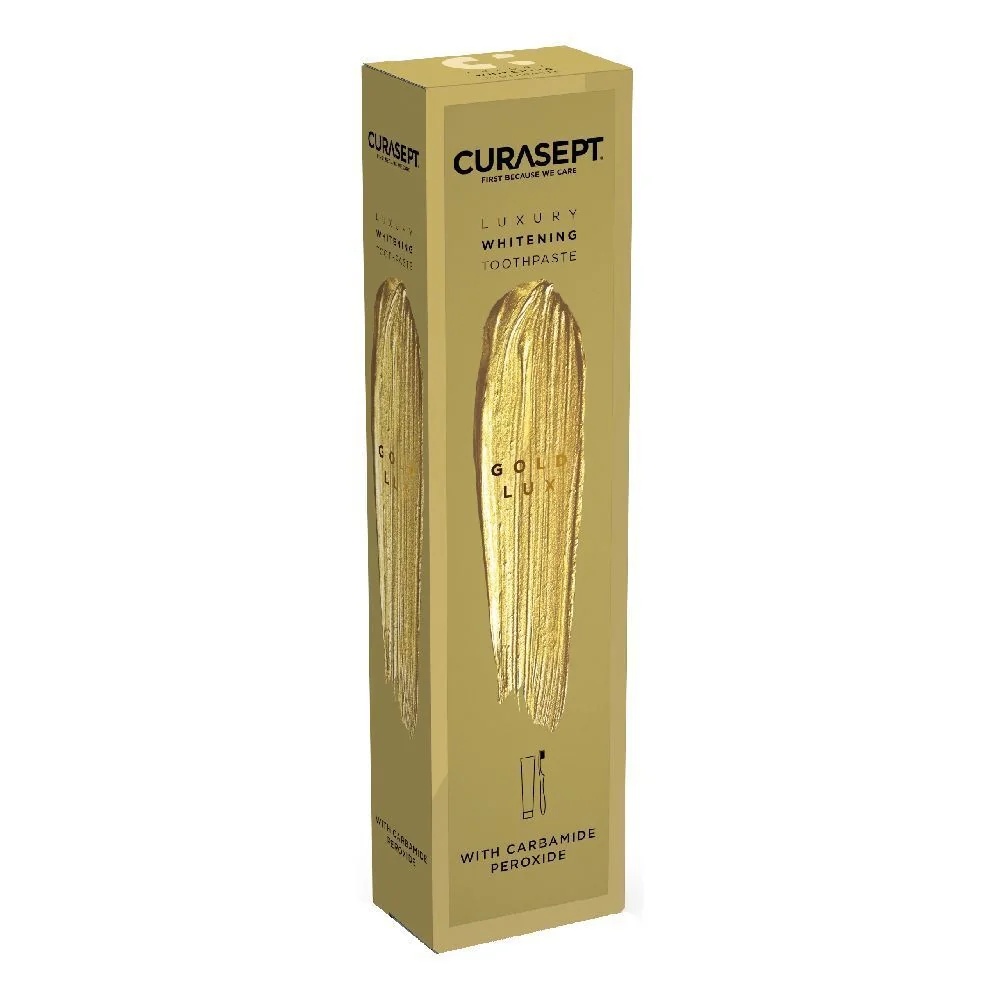 CURASEPT Curasept Gold Luxury Whitening Dent.75 ml + μαύρη οδοντόβουρτσα