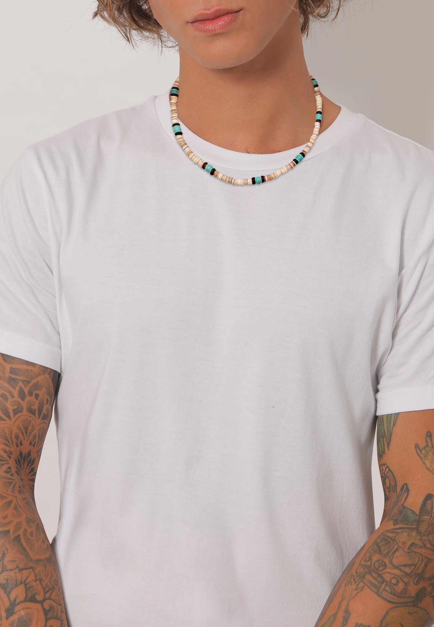 KUZZOI Kuzzoi Collier Hommes Plaquette Howlith Turquoise Argent Sterling 925 Festival 55 cm