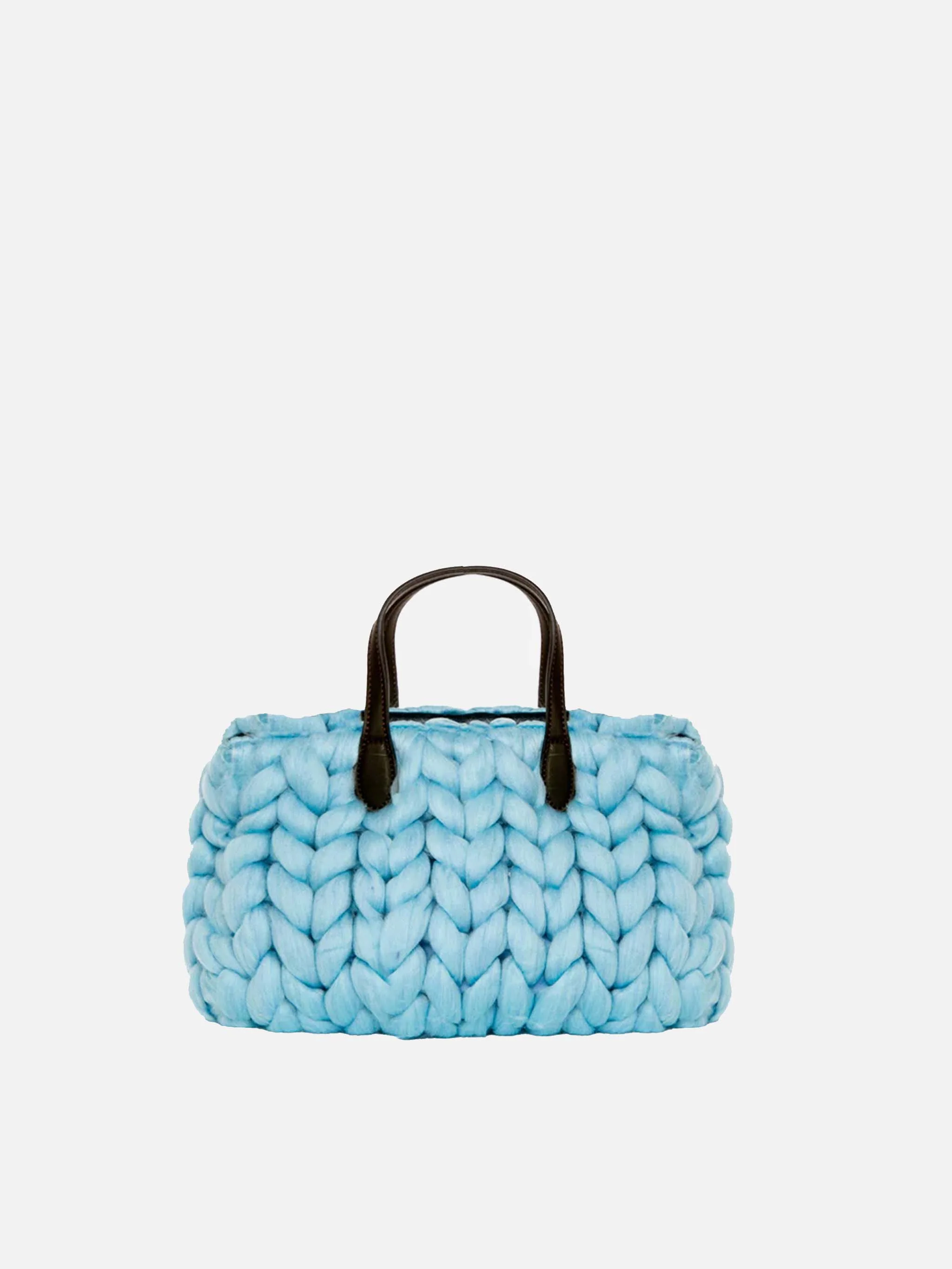 Bolso jumbo Vivian en tricot azul claro.