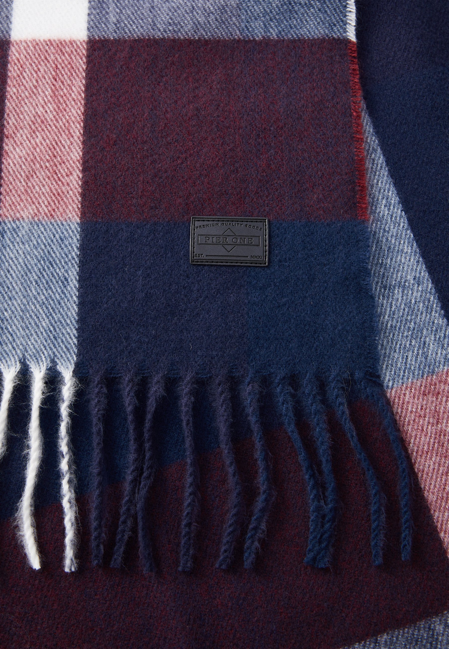 Sciarpa unisex Pier One - bordeaux/blu/bianco