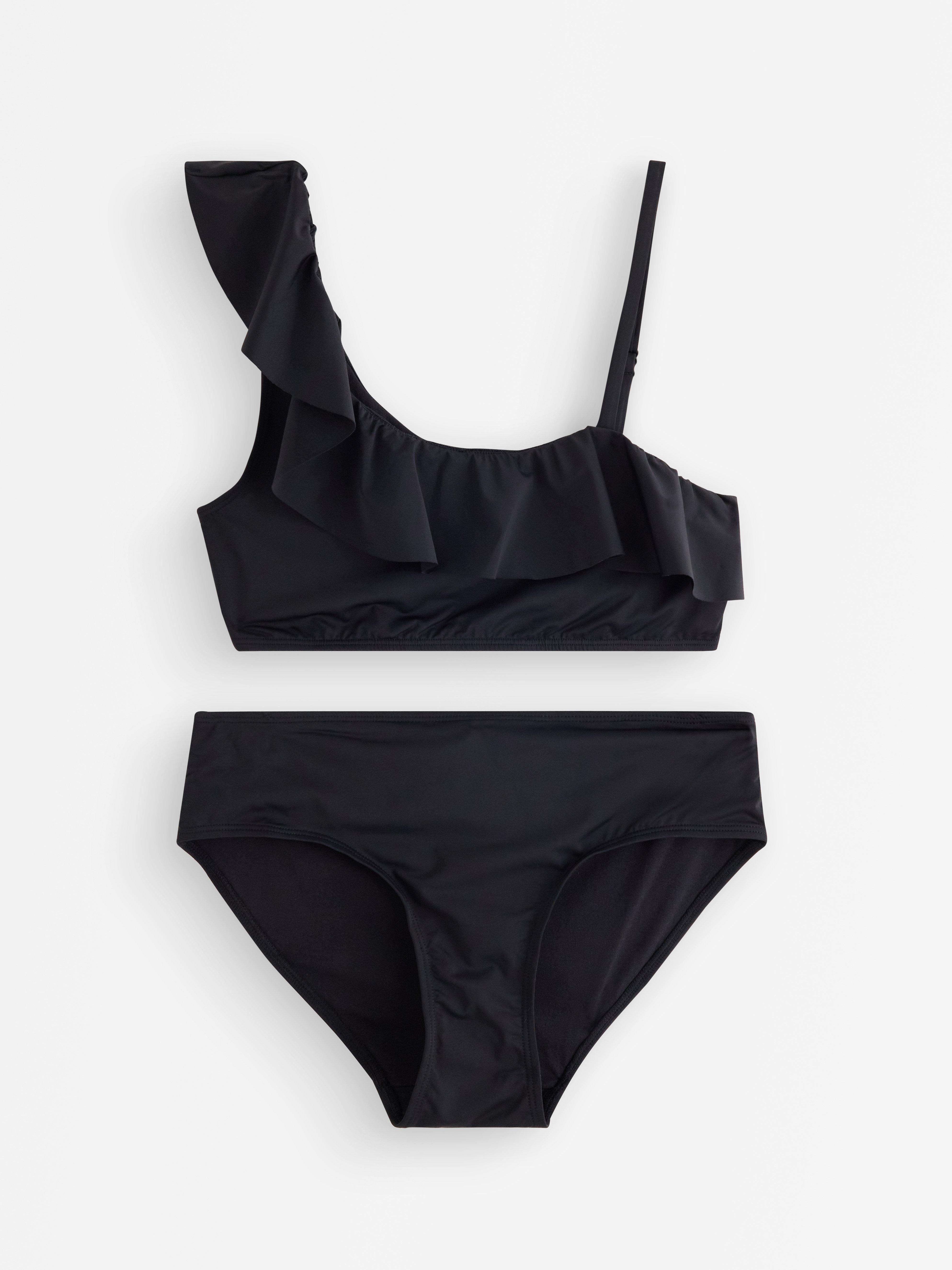 Bikinisett med én skulder, svart