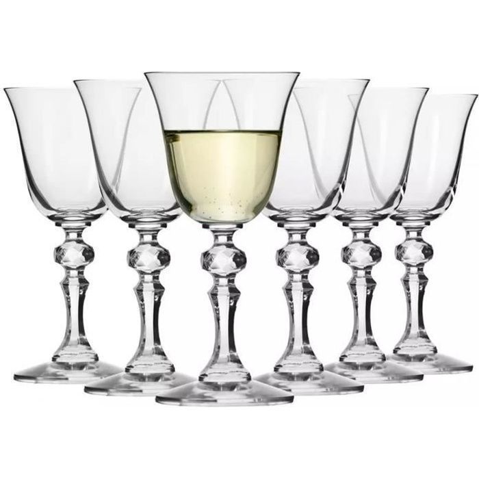 Krosno Petite Verre à Vin Blanc en Cristal - Lot de 6 Verres - 150 ml - Collection Krista - Lavable au Lave-Vaisselle