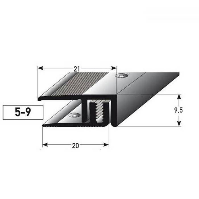 Profilo di finitura, listello di rifinitura laminato, H 5-9 mm, L 21 mm, in 2 parti, alluminio anodizzato, forato, bronzo scuro-900