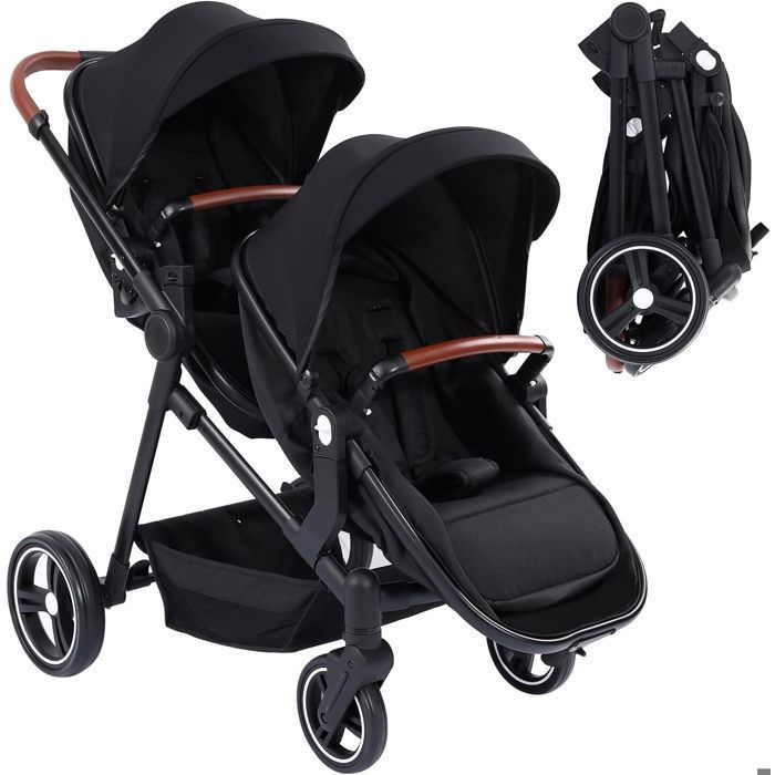 Cochecito doble ligero, carrito de viaje plegable, cochecito tándem compacto con asientos reversibles, desde el nacimiento hasta los 36 meses.