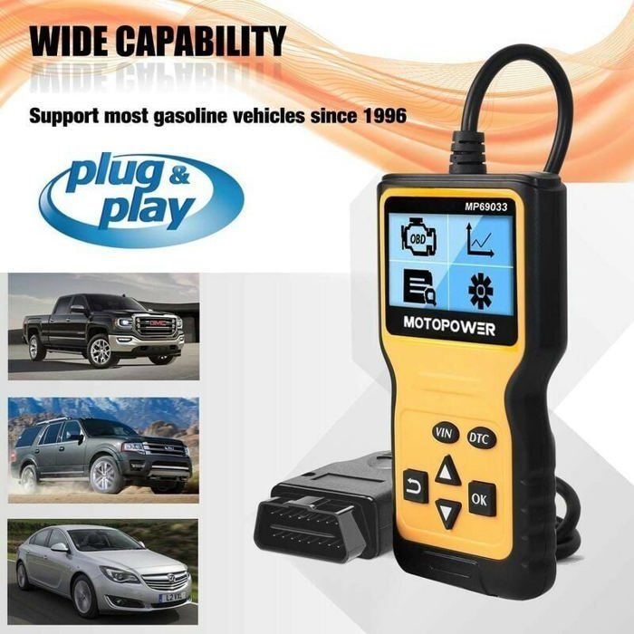 Escáner OBD2 - RYTTGOP - Universal - Diagnóstico del motor - Pantalla LCD - Cable de 2,5 m