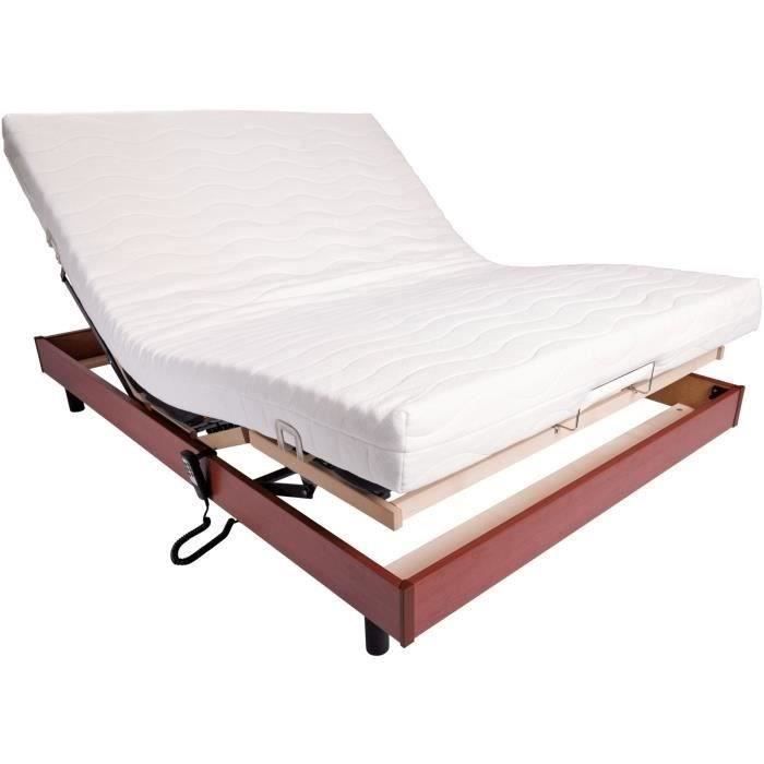 Set relax: materasso + base letto elettrica 140x190 - Schiuma - Rigido - TALCA Made in France