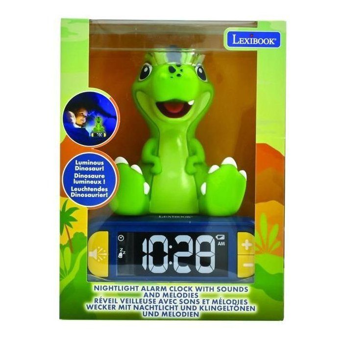 Lexibook - Dinosaur Digital Alarm Clock - With nightlight and sound effects