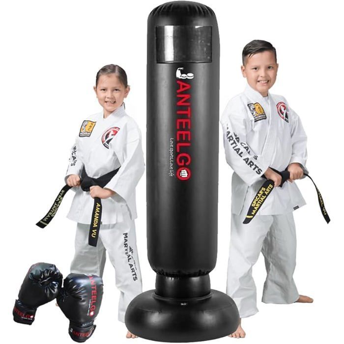 Sacco da boxe per bambini con guantoni: JanTeelGO Sacco da boxe gonfiabile per bambini da 150 cm - Regalo sacco da boxe per bambini - Palla da boxe per bambini