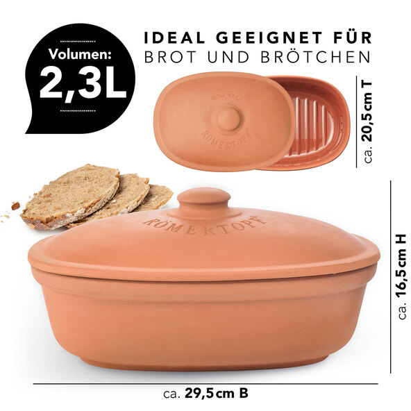 Oval brödkruka, terrakotta, 2,3 l