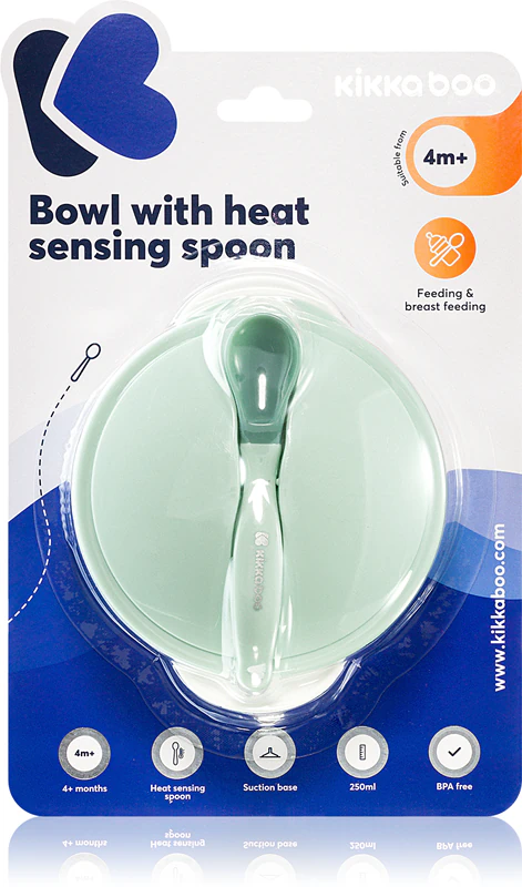 Conjunto de panelas Kikkaboo com tigela de sucção e colher com sensor de calor
