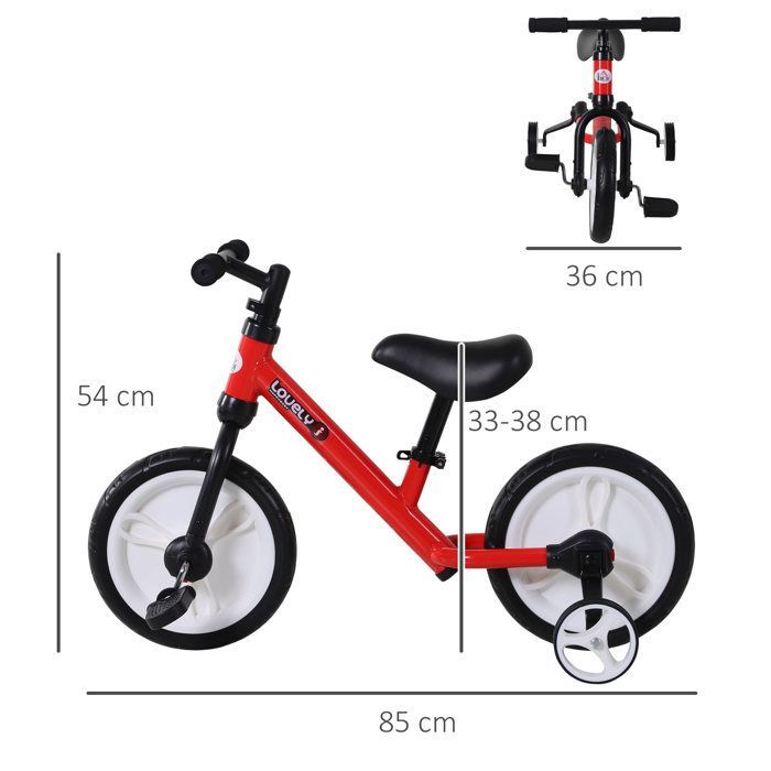 Vélo enfant draisienne 2 en 1 roulettes et pédales amovibles roues 11
