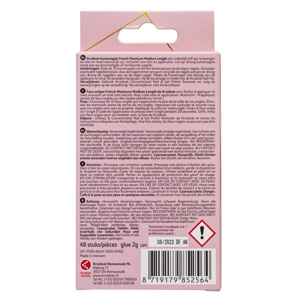 Kruidvat Salon Nails Francúzska manikúra Stredne dlhé umelé nechty<br>24 kusov