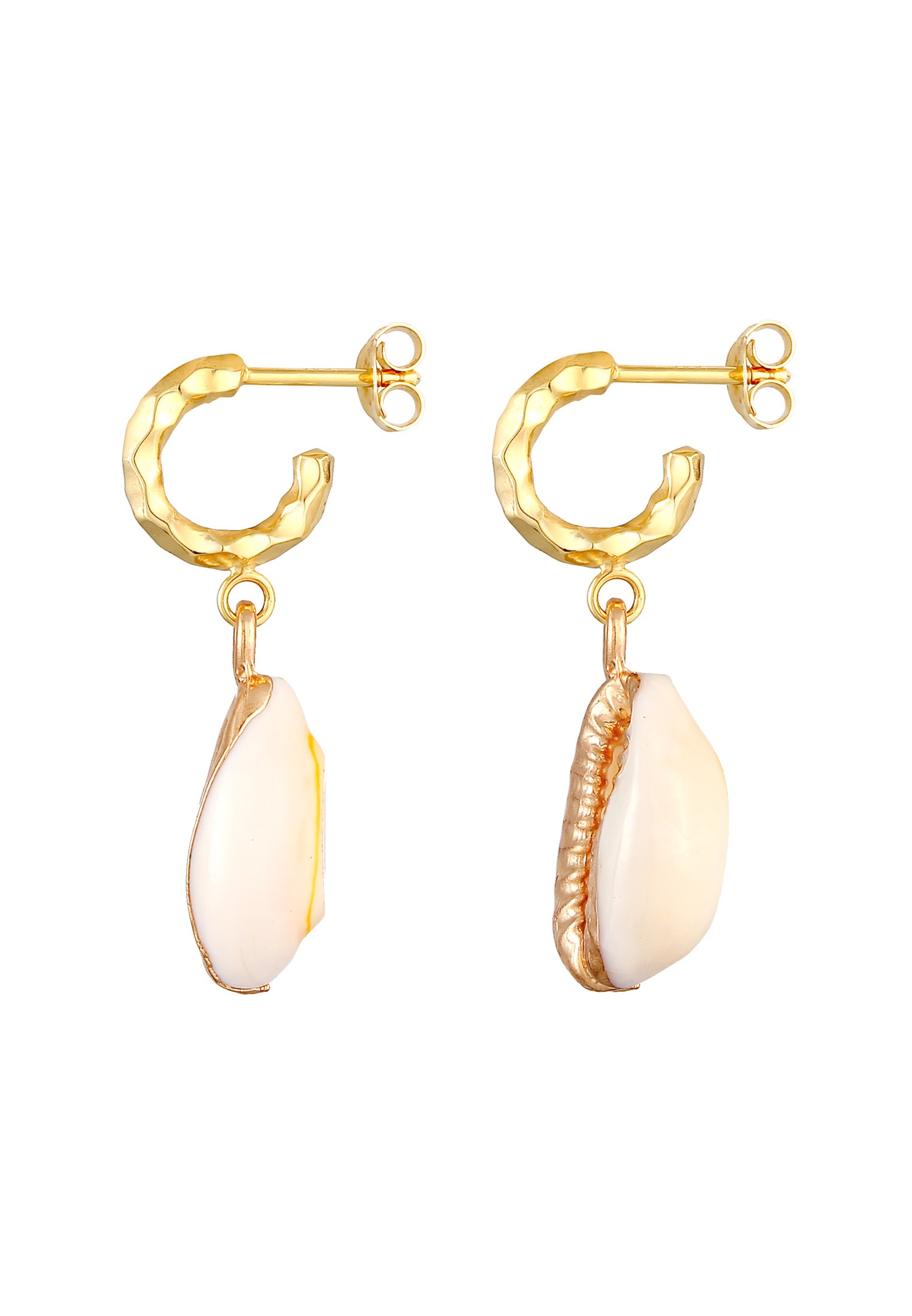 Elli Créoles Coquillage Kauri Plage Été Trend Maritime Boucles d'Oreilles Femme - (925/1000) Argent Plaqué Or