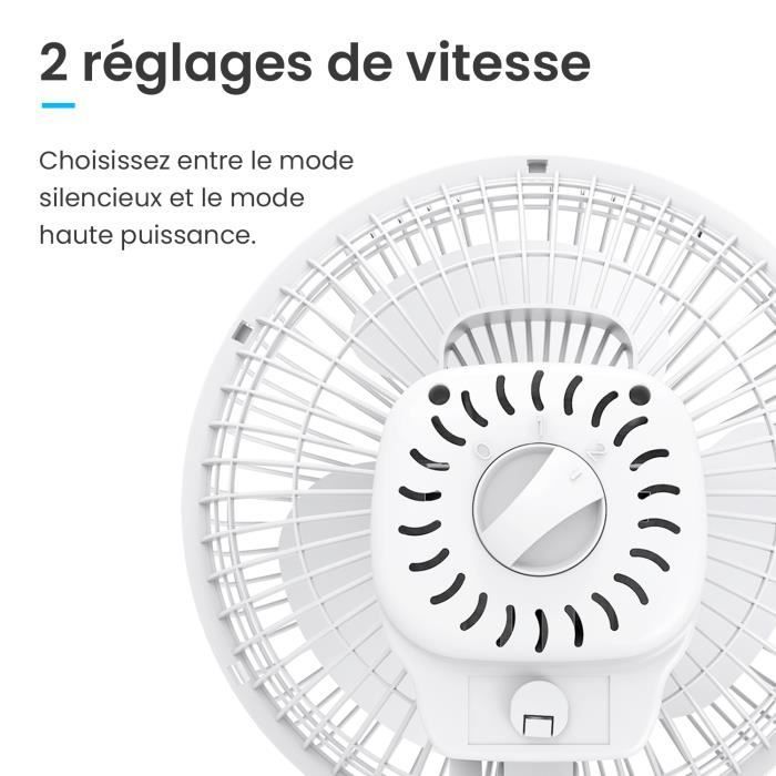 Ventilador portátil Pro Breeze Mini con clip - 2 velocidades, 15 cm - Pequeño, portátil, silencioso - para el hogar, la mesa y la oficina