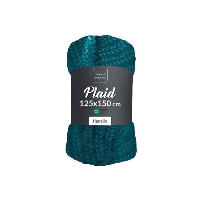 Plaid in flanella 125x150 cm - Stampa a motivi floreali - Blu