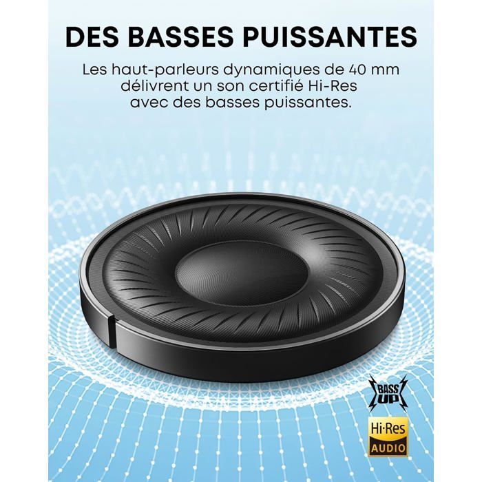 Q20I Casque Bluetooth Sans Fil Reducteur De Bruit Hybride Active By Anker, Casque,Basses Profondes,Personnalisation Via App Blanc