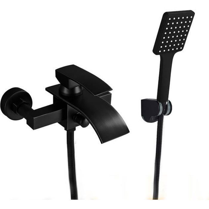 Rubinetto per bagno, rubinetto per vasca con doccia, kit rubinetto doccia nero con doccetta, rubinetto a parete