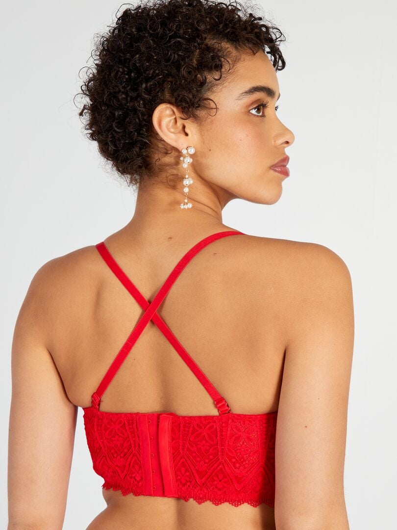 Sutiã bustiê de renda - vermelho