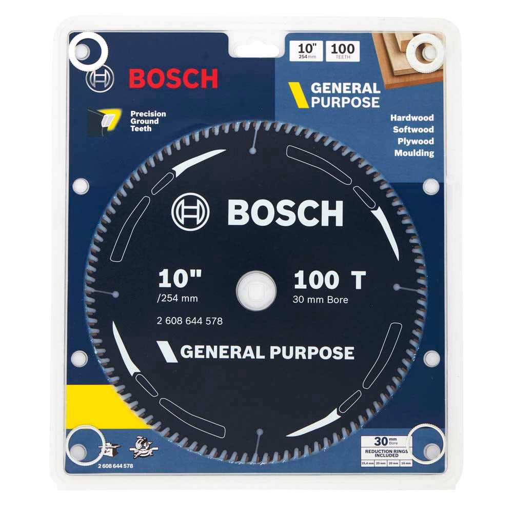 Disco de corte para madeira Bosch 254mm 100T TCT - USO GERAL