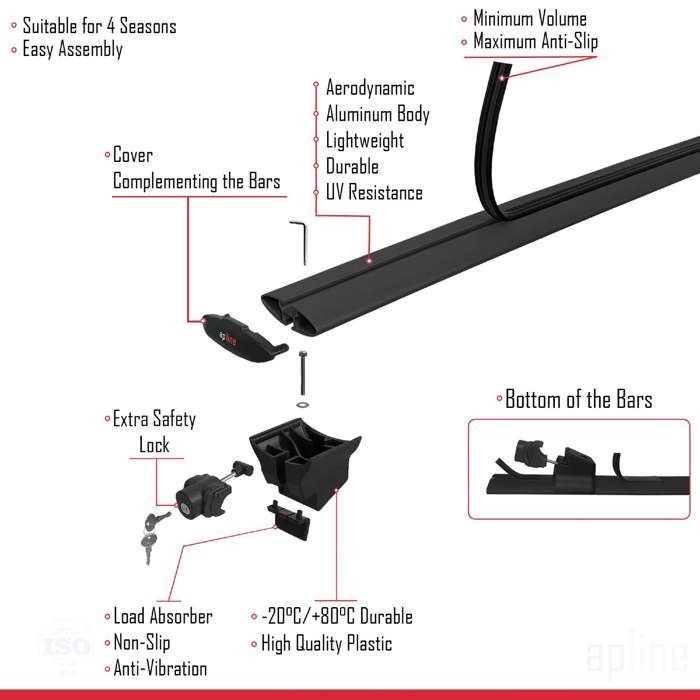 Barras de techo HOOK compatibles con Mini Countryman 2024-2026, portaequipajes de aluminio negro, 2 barras.
