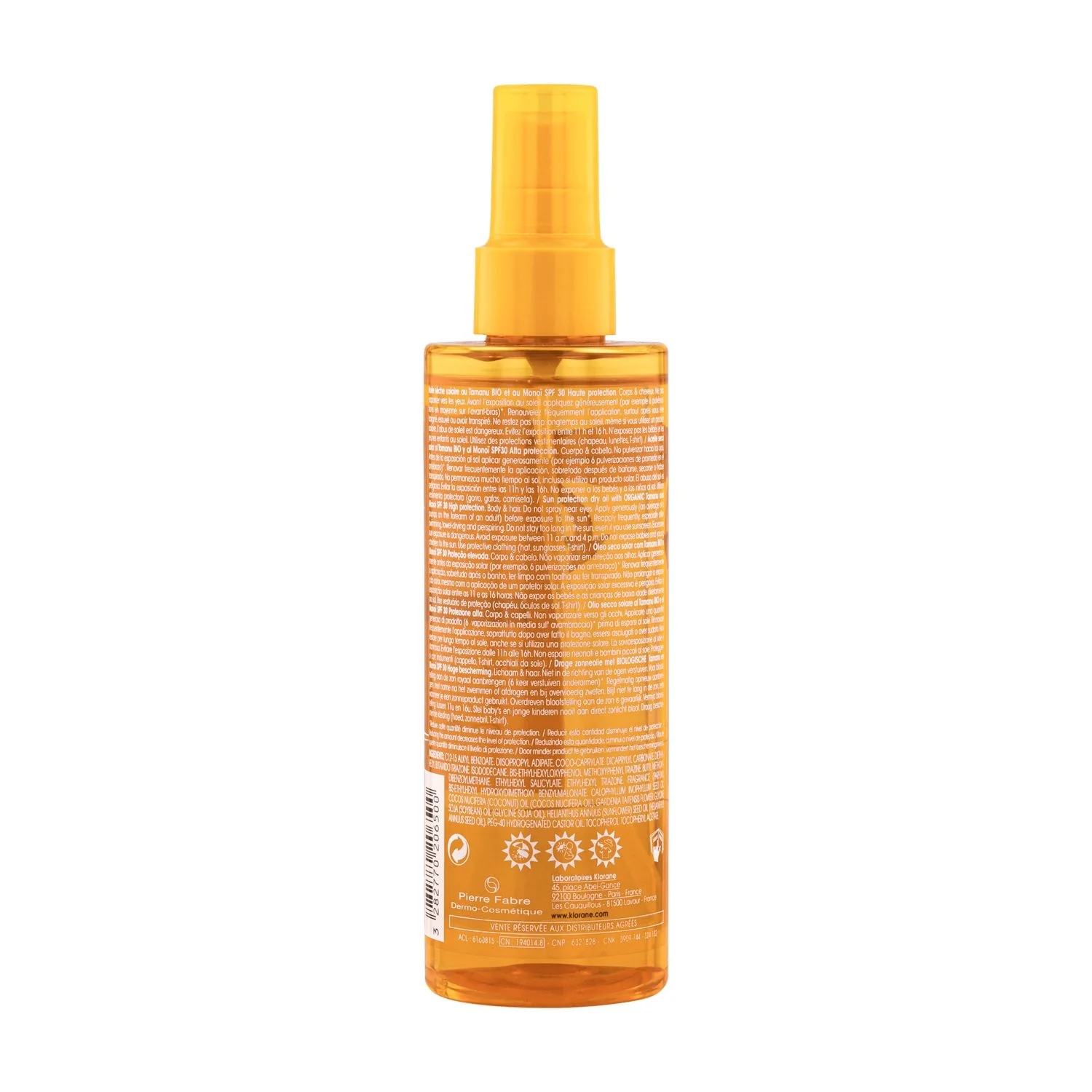 Polysianes Olio Secco Solare SPF30 con Tamanu BIO e Monoi - Olio solare corpo alta prot., Trattamento Protezione Solare Capelli