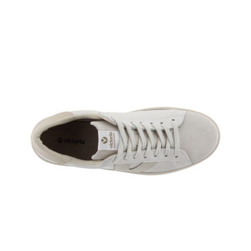  Victoria Berlin – Lädersneakers med logotyp, färgad klack och mockatå