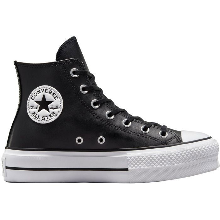 Basket - Converse Montante Platform - Noir - Adulte - Cuir - Lacets - Plateau