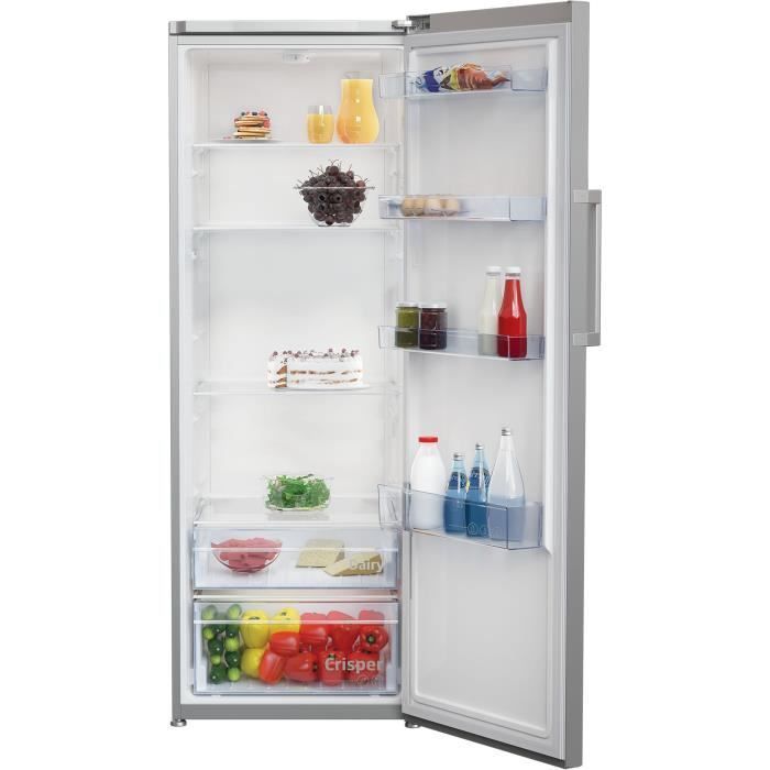 Frigorífico de una puerta - BEKO - RSSE415K40SN - 367 L - Compartimento 0-3° - Clase energética E - 171,4 x 59,5 x 70 cm - Plata