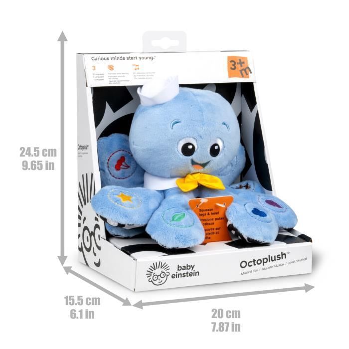 BABY EINSTEIN Peluche, doudou, Poulpe marin Toudou Octoplush™ - Bleu, cadeau bébé, interactif, 3M+