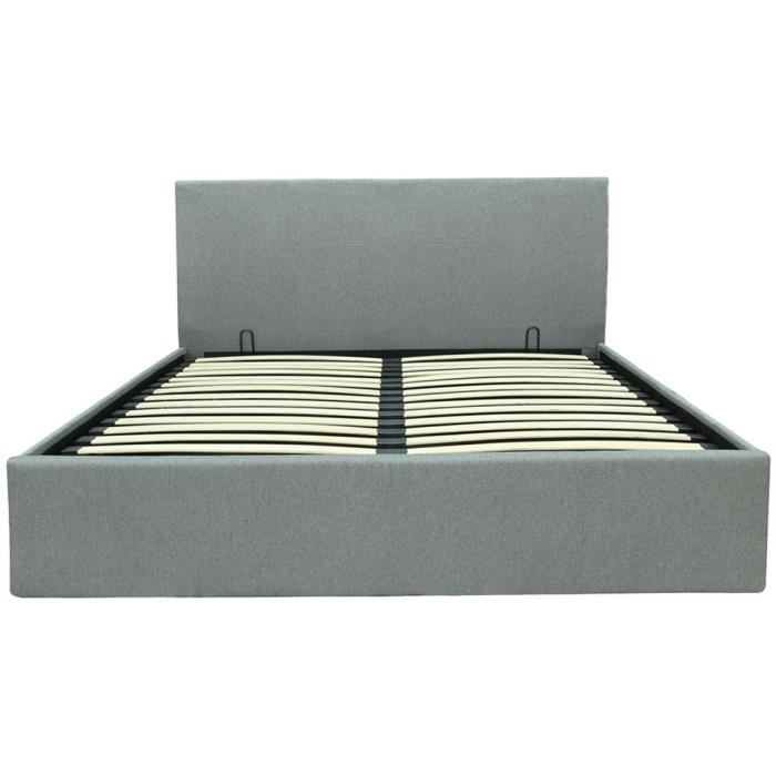 MARTIN adult storage bed - Sleeping area 160x200 cm - Light grey - Slatted base - W 209 x D 166 x H 99 cm