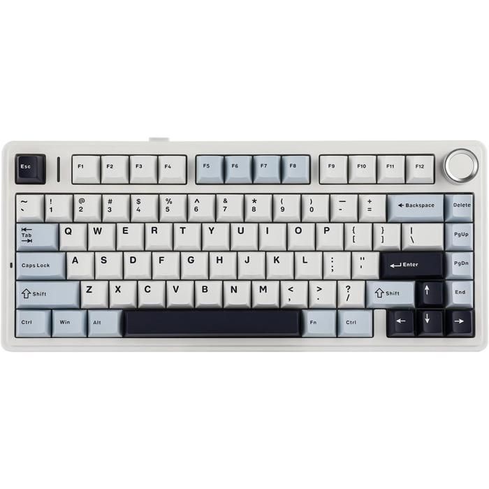 Clavier Gaming Mécanique Sans Fil Aula F75 75% - 3 Modes, Structure Gasket, Switch Interchangeable, Bouton RGBB-Bleu glacier