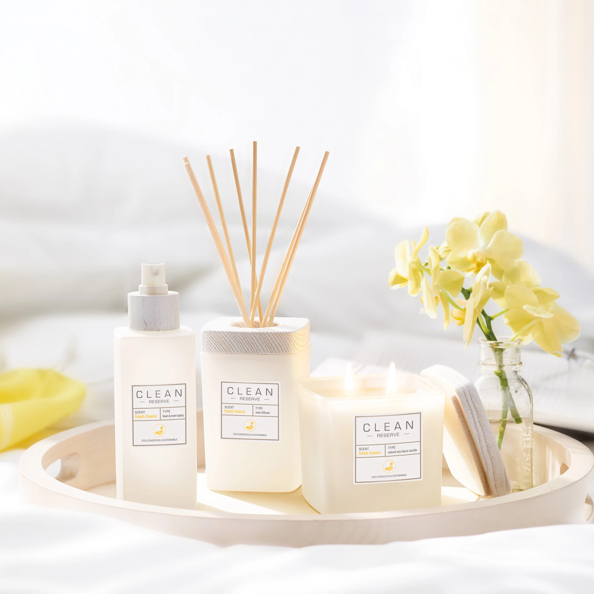 Űr illatgyertya Fresh Linens - Tisztaság
