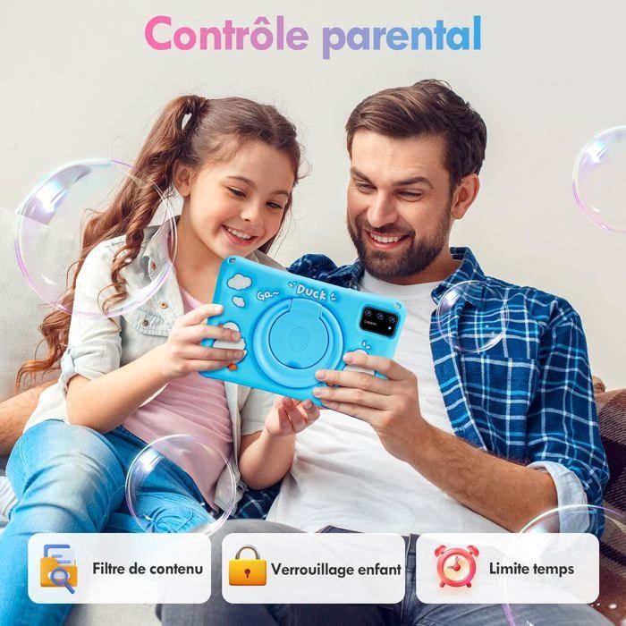 Tablette tactile enfants 7 pouces, Android 13, 8+64Go,Octa-Core,Contrôle parental, Kid-Proof Étui,Bleu