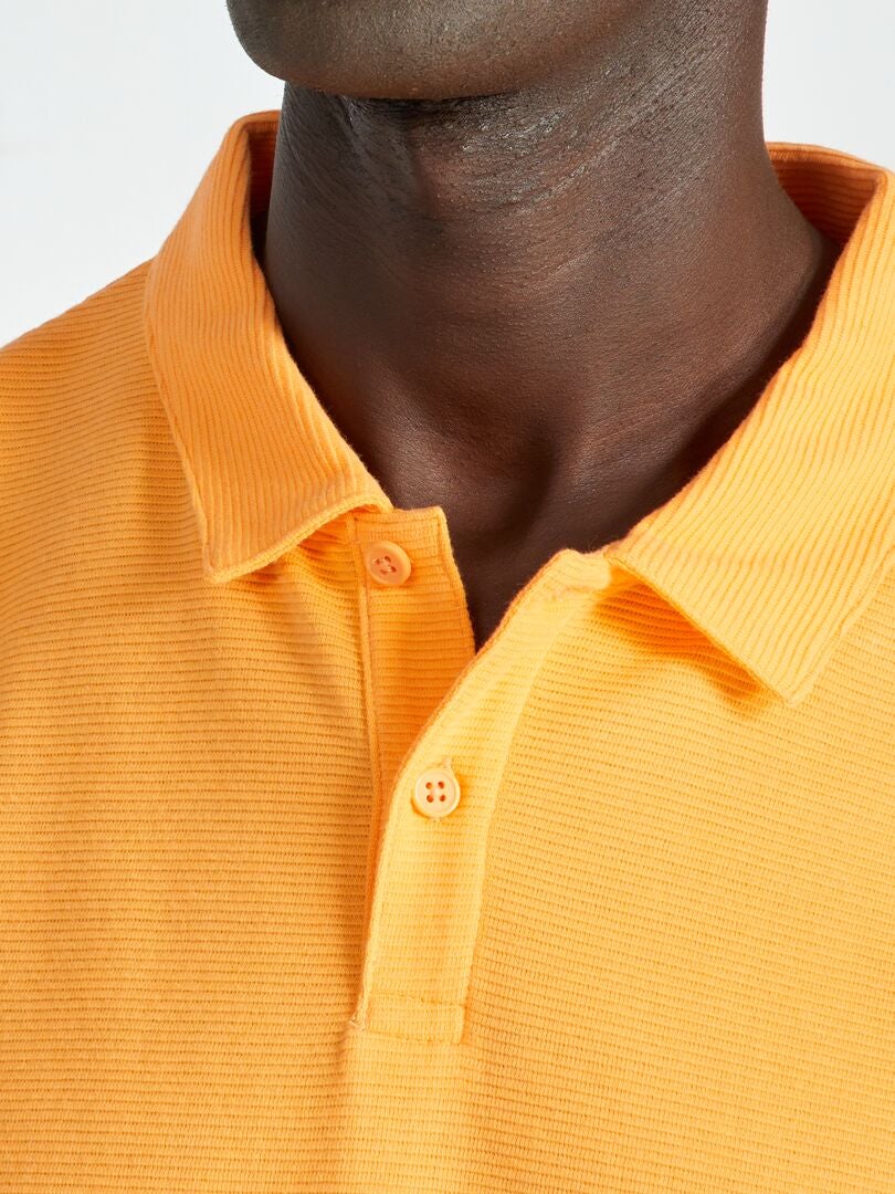Camisa polo jacquard de cor sólida - LARANJA
