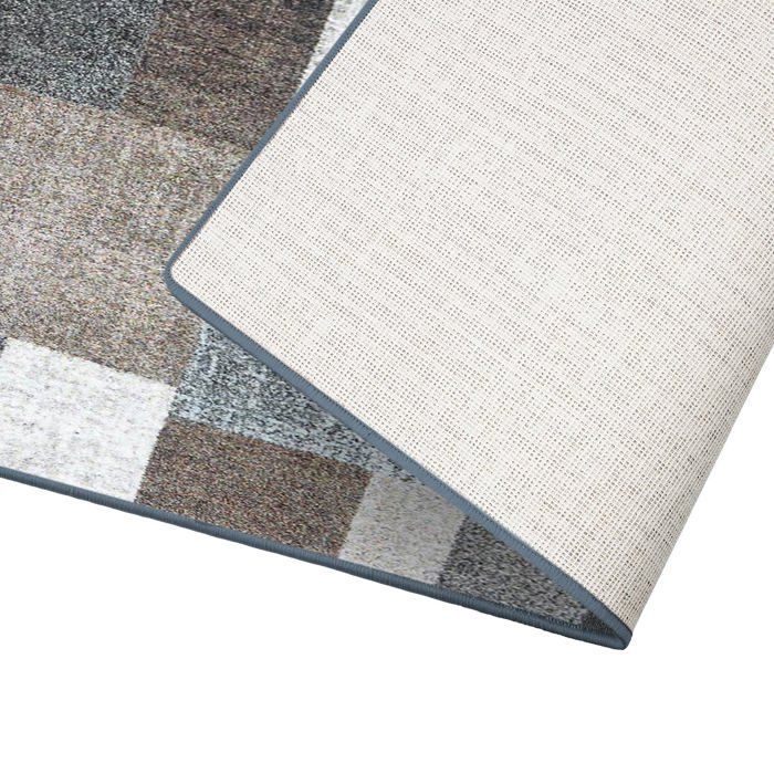 Alfombra de pasillo Lucano, estampado de cuadrícula predominantemente beige, 80 x 500 cm