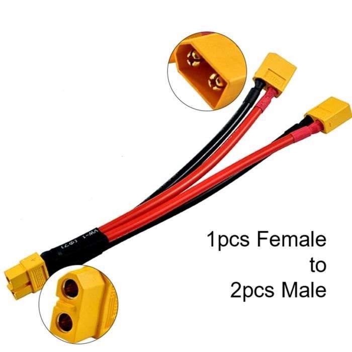 Connecteur XT90 Parallèle - TAMIYA - Silicone - Compatible Deans - Compatible EC5 - Noir