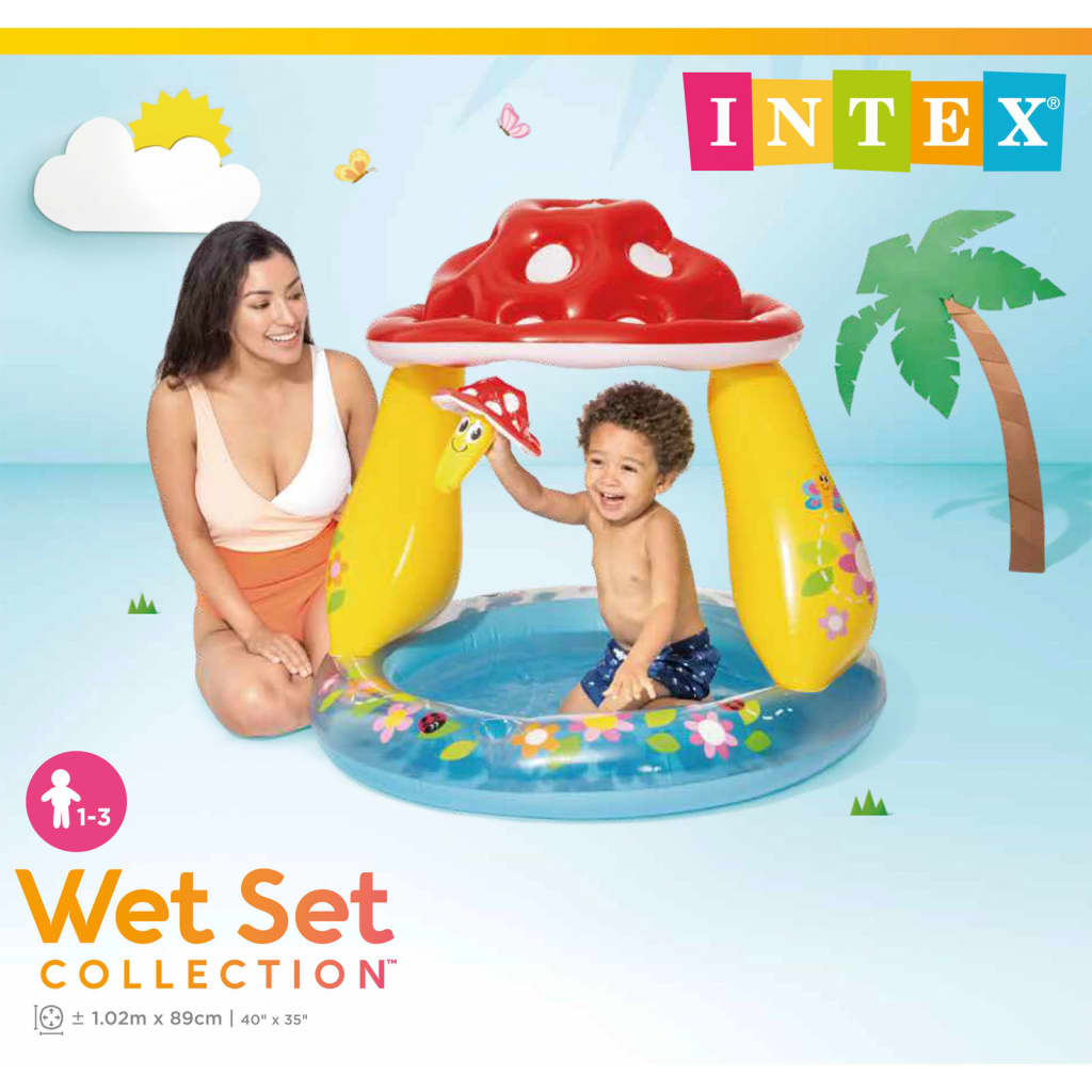 Intex Inflatable Baby Pool with Mushroom-Shaped Sunshade