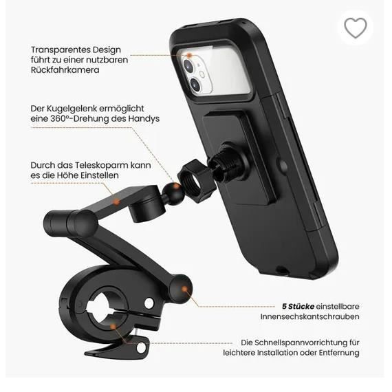 Wasserdichte Motorradhalterung für Smartphones bis zu 6,7 Zoll - GOBRO