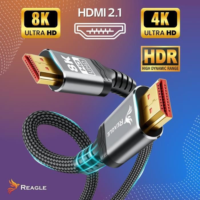 Kabel HDMI 2.1 8K 4K 144Hz 120Hz UHD eARC VRR HDR 48Gbps Przewód TV XBOX 2M