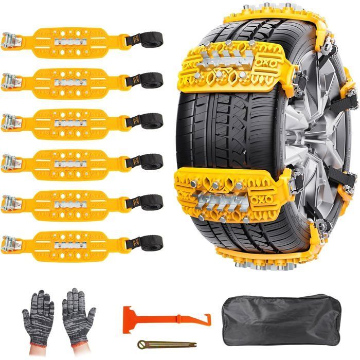 Cadenas de nieve universales - Antideslizantes - Para neumáticos de 165-265 mm - Clavos de aleación - Material TPU