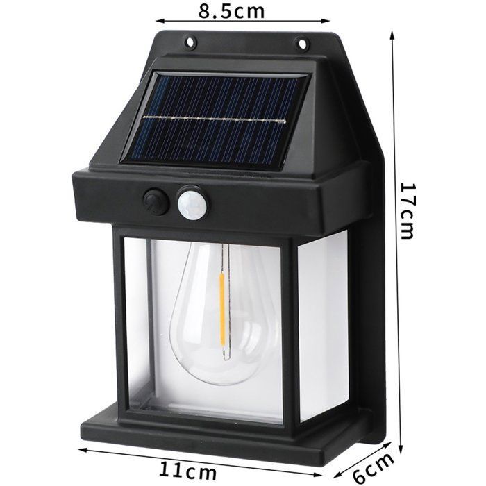 Luminária de parede com 3 posições e sensor - luminária solar de jardim - iluminação solar para jardim - luminária externa à prova d'água -