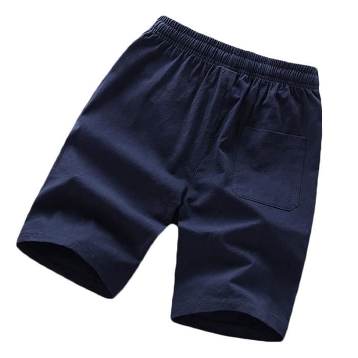 Bermuda Homme Léger en Lin et Coton Coupe droite Taille standard élastiquée