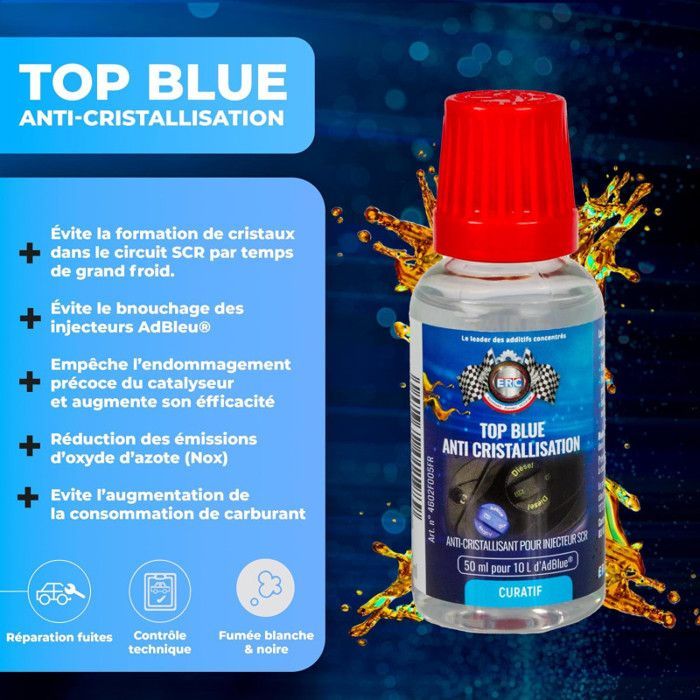 Additif AD Blue - Anti-cristallisation - Nettoie injecteur AD Blue - Moteur diesel - ERC - 50ml