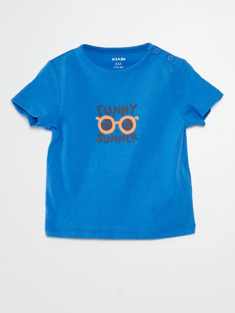 Camiseta estampada de manga corta - AZUL