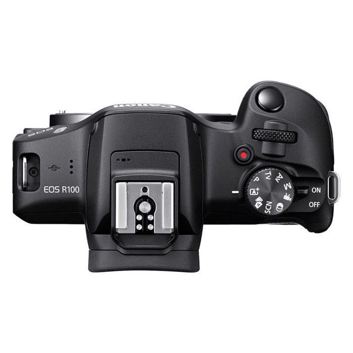 Canon EOS R100 hybridikamera + RF-S 18-45mm f/4.5-6.3 IS STM -objektiivi + laukku + 8GB SD-kortti